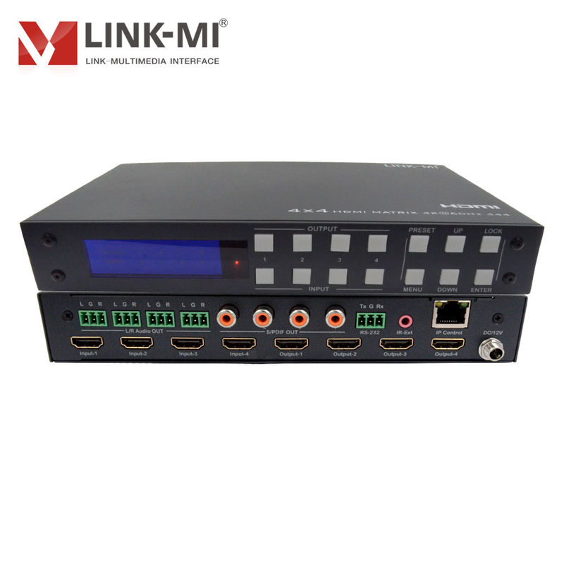 4K 4x4 HDMI Matrix HDMI 2.0b Matrix com HDCP 2.2 e DCI-P3/Rec.2020 suporte de espaço de cores